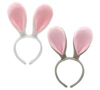 Tomedeks 2 Piezas Accesorios de Disfraz de Conejito Cosplay Diadema de Felpa de Orejas de Conejo de Conejo para Niños Adultos Favor Fiesta Pascua o Decoración, Gris + Blanco