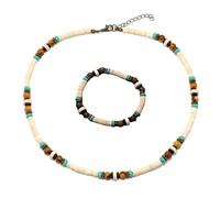 Tomedeks 2 Piezas Collar Hombre Set, Collar Perlas Hombre Pulseras, Collar De Surfista Con Cuentas De Coco, Collar De Conchas Para Mujer Cadena De Surfistas Impermeables
