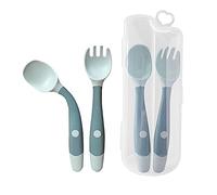 Tomedeks 2 Piezas, Cubiertos de Cuchara y Tenedor de Polipropileno, Flexibles, Ergonómicos, Apto para Lavavajillas, para Entrenamiento de Alimentación Infantil