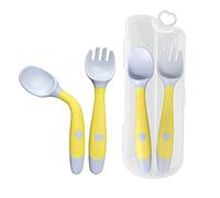 Tomedeks 2 Piezas Cubiertos De Cuchara Y Tenedor De, Utilizados Para El Entrenamiento De Alimentación Infantil, Fácil De Sostener, Resistente