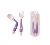 Tomedeks 2 Piezas Cubiertos De Cuchara Y Tenedor De, Utilizados Para El Entrenamiento De Alimentación Infantil, Fácil De Sostener, Resistente