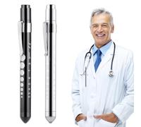 Tomedeks 2 piezas de linterna LED, linterna LED, lámpara de diagnóstico, examen clínico profesional, luz de bolígrafo para verificación de pupila oftálmica con calibrador de pupila