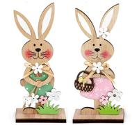 Tomedeks 2 Piezas Expositores Decorativos para Pascua, pascua decoración, decoración de conejito de pa-scua, conejo pa-scua, Conejito para Poner - Deco-ración de Pas-cua de Madera