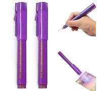 Tomedeks 2 Piezas Rotulador Detector de Billetes Falsos,Detector UV de Billetes Falsos, Rotulador Billetes Falsos Pluma,Utilizado para Banco, Verificador de Billetes (Morado)