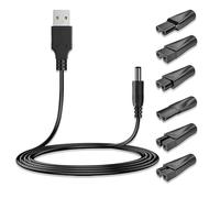Tomedeks Cable Cargador de Afeitadora USB Universal de 5V Fuente de Alimentación,Cable Cargador de Afeitadora con 6 Enchufes USB Adaptador para 12V Braun Series con Varios Cargadores de Cortapelos
