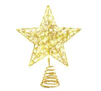 Tomedeks Estrella Arbol De Navidad, 20 * 25 Cm Alambre De Metal con Purpurina Estrellas Superiores Adorno para La Copa del Árbol Navidad para Decoración, Oro（B）
