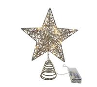 Tomedeks Estrella Arbol De Navidad, 20 * 25 Cm Alambre De Metal con Purpurina Estrellas Superiores Adorno para La Copa del Árbol Navidad para Decoración, Oro（A）