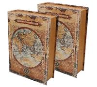 Tomedny 2 cajas de libros decorativos de paquete, caja de almacenamiento de libros vintage decoración de cajas antiguas gran capacidad para decoración de la oficina en el hogar