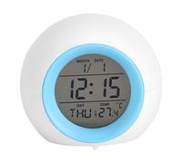 Tomedny Alarm Clock with 7 Color Changing Night Light, Wake up Digital Clock Sleep Sound Machines with Timer Temperature for Room Decor