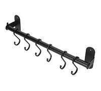 Tomedny Colgador de soporte para utensilios de cocina, riel de cocina con ganchos de olla y estante de sartén Organizador de estante de utensilios montados par 40 cm 6 ganchos