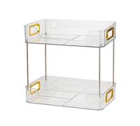 Tomedny Desktop Organizer, Office Desk Shelf Organizer 2 Tier Office Shelves Storage Rack Desktop Bookshelf for Top of Desk (Transparent)