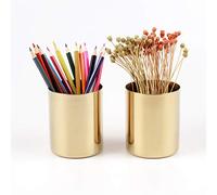 Tomedny Gold Pen Holder, Makeup Brush Holder Desktop Pen Cup Office Desk Organizers Stainless Steel Pencil Cup Desk Supply Organizer for Home Office