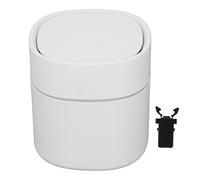 Tomedny Mini Desktop Trash Can with Lid, Practical Countertop Garbage Cans Functional Tiny Waste Basket for Desktop Countertop (White)