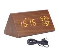Tomedny Wood Clock, Wooden Digital Alarm Clock for Bedside Table, Living Room, Office (Brown Wood)