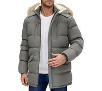 TOMEEK Chaqueta Hombre Invierno Impermeable Abrigo Larga Parka Chaqueta Abrigos Hombre de Trabajo Chaquetones de Invierno con Sombrero Desmontable(Gris,M)