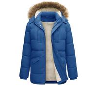 TOM haqueta Hombre Invierno Impermeable Abrigo Larga Parka Chaqueta Abrigos Hombre de Trabajo Chaquetones de Invierno con Sombrero Desmontable(Azul,XL)