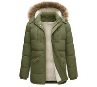 TOM haqueta Hombre Invierno Impermeable Abrigo Larga Parka Chaqueta Abrigos Hombre de Trabajo Chaquetones de Invierno con Sombrero Desmontable(Verde militar,L)