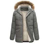 TOM haqueta Hombre Invierno Impermeable Abrigo Larga Parka Chaqueta Abrigos Hombre de Trabajo Chaquetones de Invierno con Sombrero Desmontable(Gris,L)