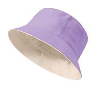TOMEEK Gorro Pescador Algodón Sombrero del Pescador Unisex Bucket Hat Verano Reversible Sombrero Pescadors Plegable Sombrero Playa Mujer para Senderismo Camping(Morado Beige,M)