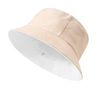 TOMEEK Gorro Pescador Algodón Sombrero del Pescador Unisex Bucket Hat Verano Reversible Sombrero Pescadors Plegable Sombrero Playa Mujer para Senderismo Camping(Beige Blanco,L)