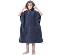 TOMEEK Poncho Toalla Infantil con Capucha Toalla de Playa con Dos Bolsillos Poncho de Surf para Niños con Capucha de Secado Rápido, Gris Oscuro, Talla única