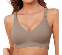 TOMEEK Sujetador sin Aros para Mujer, Sostenes sin Costuras con Relleno Básico Sujetador Bandolera Ajustable Comodos Deportivo Mujer Suaves Elástico(Gris,S)