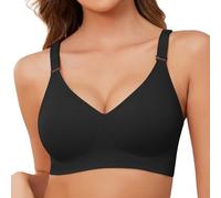 TOMEEK Sujetador sin Aros para Mujer, Sostenes sin Costuras con Relleno Básico Sujetador Bandolera Ajustable Comodos Deportivo Mujer Suaves Elástico(Negro,M)