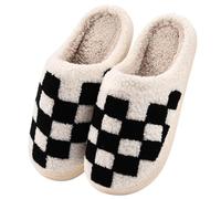 TOMEEK Zapatillas Casa Mujer Invierno de Elementos Navideños Lindos Zapatillas de Estar Suave Pantuflas Antideslizante Hombre Resbalón Caliente(Tablero de Ajedrez,36-37 S)