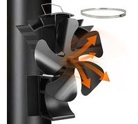 Tomersun Ventilador de estufa magnético 3 en 1, silencioso ventilador de estufa de leña, 5 hojas, ventilador de chimenea para estufas de leña/tubo de chimenea con 1 anillo de repuesto