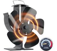 Tomersun Ventilador quemador de leña de 5 aspas, ventilador de chimenea alimentado por calor para leña/quemador de troncos/chimenea