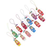 TOMETURE 12 Piezas Llaveros de Muñecas Rusas de Anidación Cordón Pequeño de Madera de Haya para Decoración de Bolsos y Correa de Teléfono Fácil Instalación Color Aleatorio