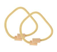 TOMETURE 2 Correas Magnéticas para Sujetar Cortinas Doradas, Hechas de Poliéster y Madera, sin Necesidad de Herramientas, Ideales para Dormitorio y Sala de Estar
