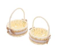 TOMETURE 2 Piezas Cesta de Almacenaje Decorativa de Cuerda de Papel y Yute, Compacta y Resistente a Deformaciones con Asas, Estilo Campestre para Decoración del Hogar y Picnic