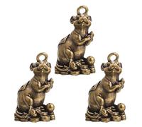 TOMETURE 3 llaveros con dijes de figura de ratón de cobre - Dijes de animales antiguos para joyería, decoración de bolsos y llaves, manualidades, recuerdos para fiestas chinas