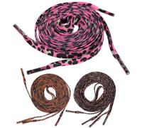 TOMETURE 3 Pares de Cordones Planos Estilo Elegante y Clásico de Poliéster Estampado de Leopardo Duraderos y Resistentes a Grietas para Zapatos Casuales y Deportivos