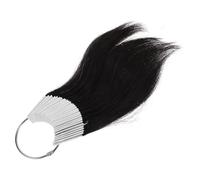 TOMETURE 30 Piezas Muestras de Colores de Cabello Real Anillo Blanco de Pvc Reutilizable, Cabello Humano Negro 3 Grados para Práctica y Prueba de Tintes