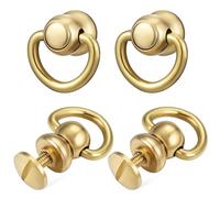 TOMETURE 4 Remaches de Bola Dorados en Latón para Bolsos Pequeños, Anillos en D Vintage para Fabricación de Monederos y Correas Elegantes
