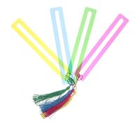 TOMETURE 4 tiras guía de lectura para dislexia - Buscador de líneas guía de Mahjong - Marcapáginas de acrílico de colores con borlas para el aula y la educación en casa.