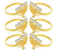 TOMETURE 6 Anillos de Servilleta Dorados de Aleación Forma de Hanukkah, Elegantes y Reutilizables para Reuniones Familiares y Restaurantes