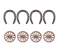 TOMETURE 8 Mini Ruedas de Carro del Oeste: Mini herraduras para decoración de Mesa para Fiestas del Oeste, decoración de herraduras, Manualidades con Ruedas de Carro