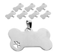 TOMETURE 8 Piezas Placa de Identificación para Perros y Gatos en Acero Inoxidable, Forma de Hueso, Resistente a Factores Ambientales, Adecuado para Paseos y Viajes