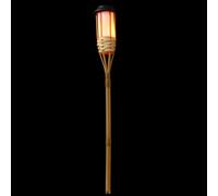 TOMETURE Antorcha Solar de Bambú para Exterior con 12 Lámparas LED, Luz para Jardín y Césped, Función Compacta y Batería Recargable para Uso al Aire Libre