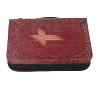 TOMETURE Bolsa de Almacenamiento para Libros y Biblias de Cuero Pu Vintage Marrón con Cierre Seguro y Diseño Retro para Visitas Iglesia