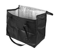 TOMETURE Bolsa Térmica para Almuerzo y Compras, Bolsa Aislante Reutilizable de No Tejido Forro de Aluminio, Color Negro, Tamaño Mediano, Cierre Cremallera, Adecuado para Picnic,