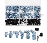 TOMETURE Boquillas y Accesorios de Engrase para Vehículos y Maquinaria, Kit de 120 Piezas 8 Tamaños y Tapas Protectores, Incluye Agujas y Tornillos para Aplicación Automotriz