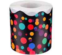 TOMETURE Borde Adhesivo para Tablón de Anuncios Pegatinas Autoadhesivas de Puntos de Colores, 7 Cm X 20 M, Papel Decorativo Resistente al Desgaste para Aula, Oficina y Manualidades
