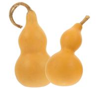 TOMETURE Calabazas Decorativas de Escritorio Hechas de Calabaza Natural Color Caqui, 2 Piezas para Decoración Creativa y Práctica del Hogar