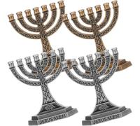 TOMETURE Candelabros Modernos de Escritorio de Aleación de 7 Brazos en Pack de 4 Piezas, Diseño Único y Creativo Que Ilumina y Decora Espacios de Estudio y Estanterías