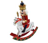 TOMETURE Cascanueces Tradicional de Madera Rojo Diseño de Soldado Real y Forma de Caballo Mecedor, Adorno Navideño Hecho a Mano para Decoración de Mesa en Navidad