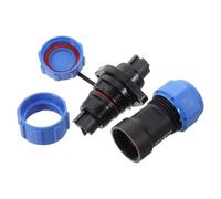 TOMETURE Conector Circular de 2 Pines Ip68, Enchufe de Aviación Sp17 Bloqueo Rápido, Diseño de Brida, sin Soldadura, Azul, Metal y Plástico, para Exteriores E Industria